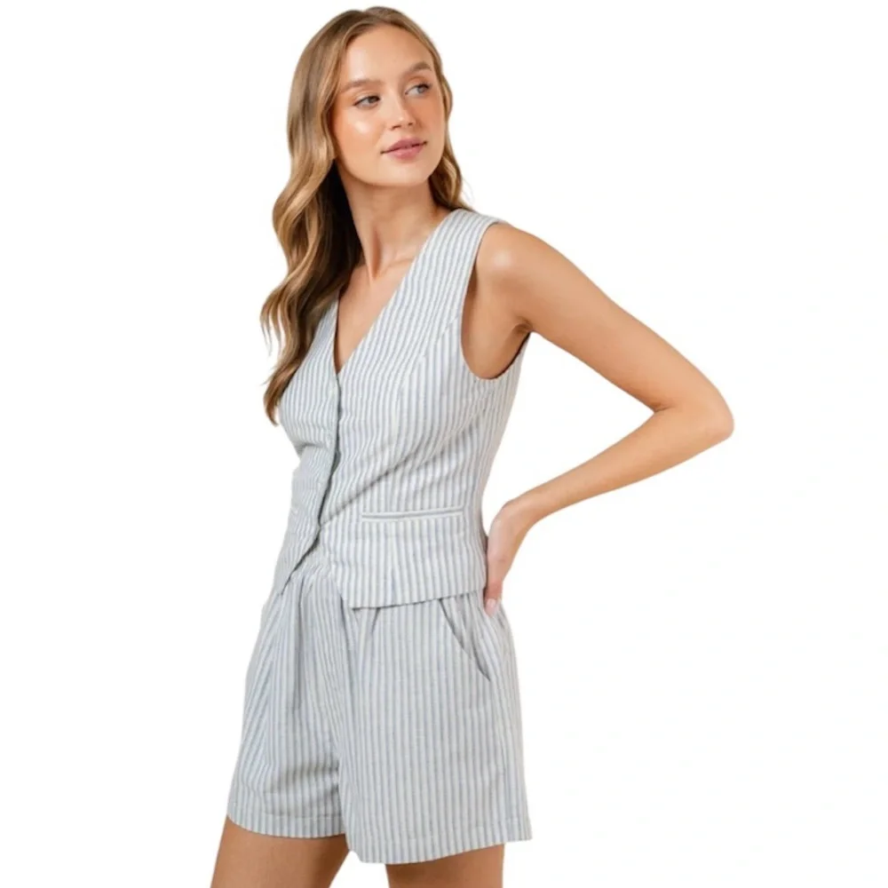 Mila Cotton Stripe Vest - Picture 4 of 7